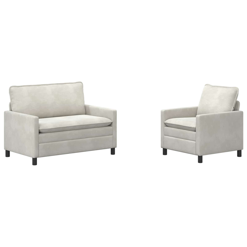 Sofa Set 2 pcs Creme Samt