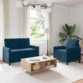 Sofa Set 2 pcs Blau Samt