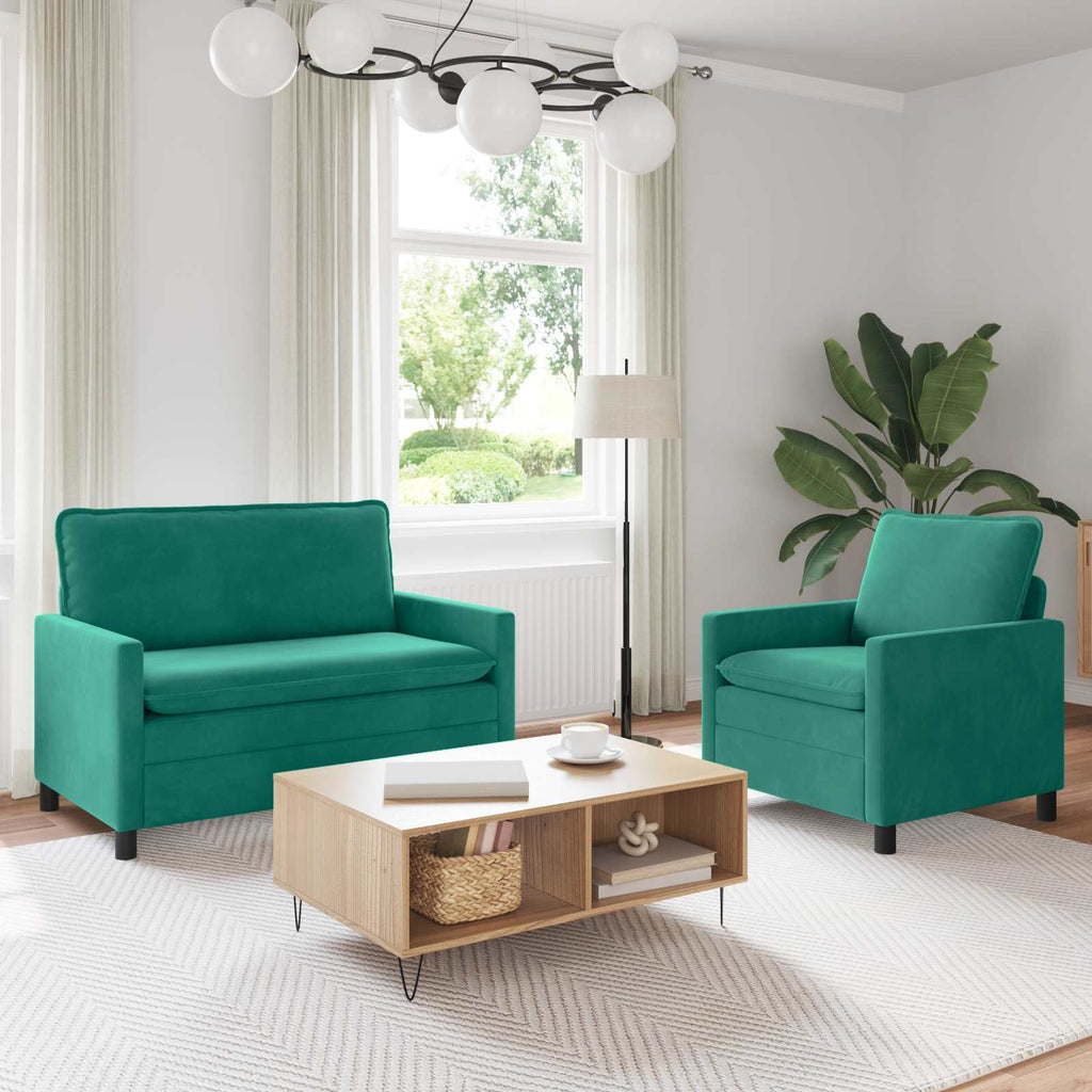 Sofa Set 2 pcs Türkis Samt