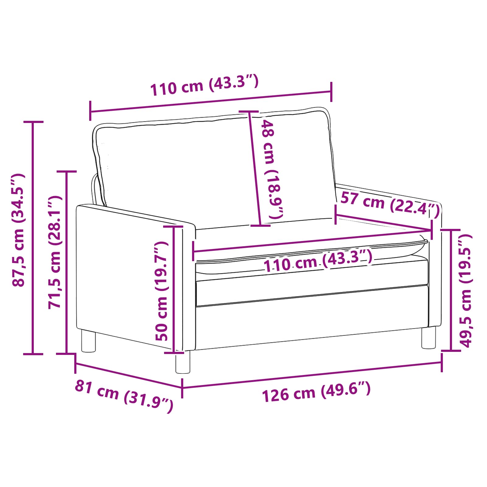 Sofa Set 2 pcs Türkis Samt