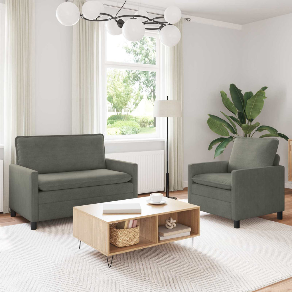 Sofa Set 2 pcs Hellgrau Stoff