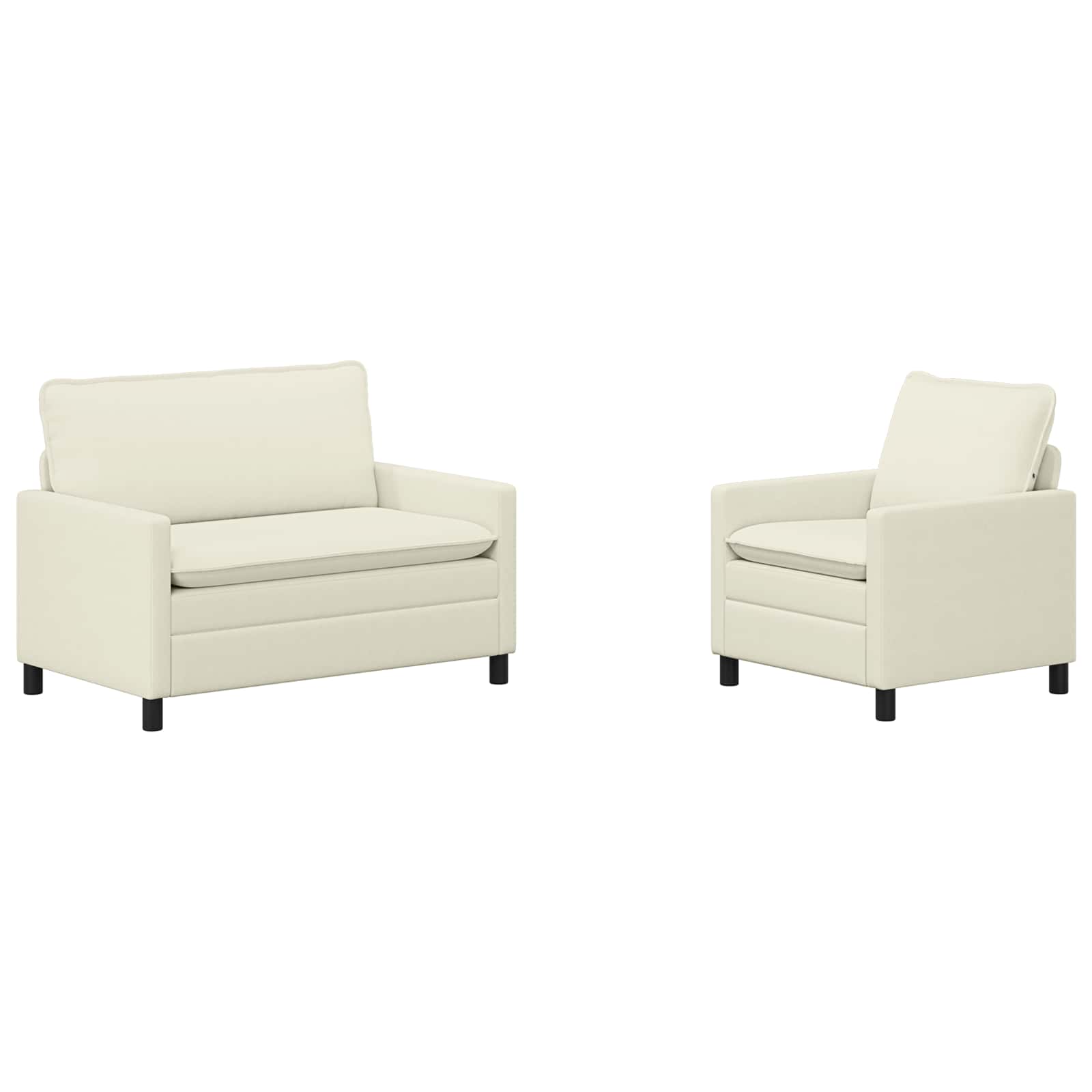 Sofa Set 2 pcs Creme Stoff
