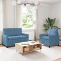 Sofa Set 2 pcs Blau Stoff