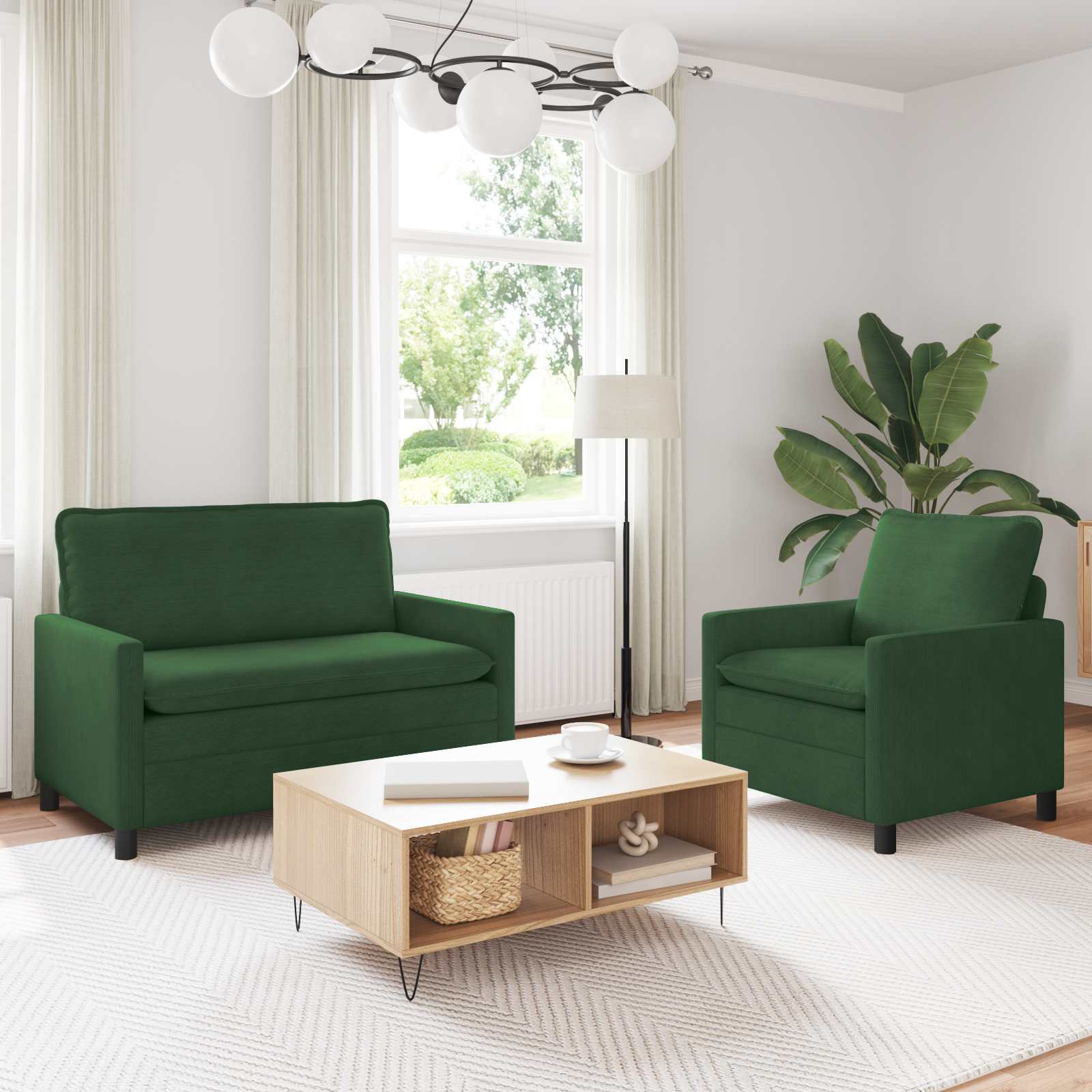 Sofa Set 2 pcs Dschungelgrün Stoff