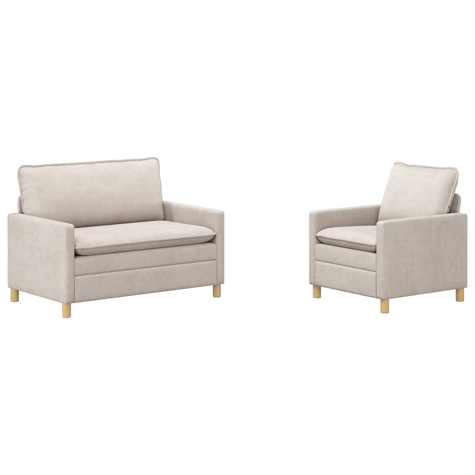 Sofa Set 2 pcs Creme Polyester