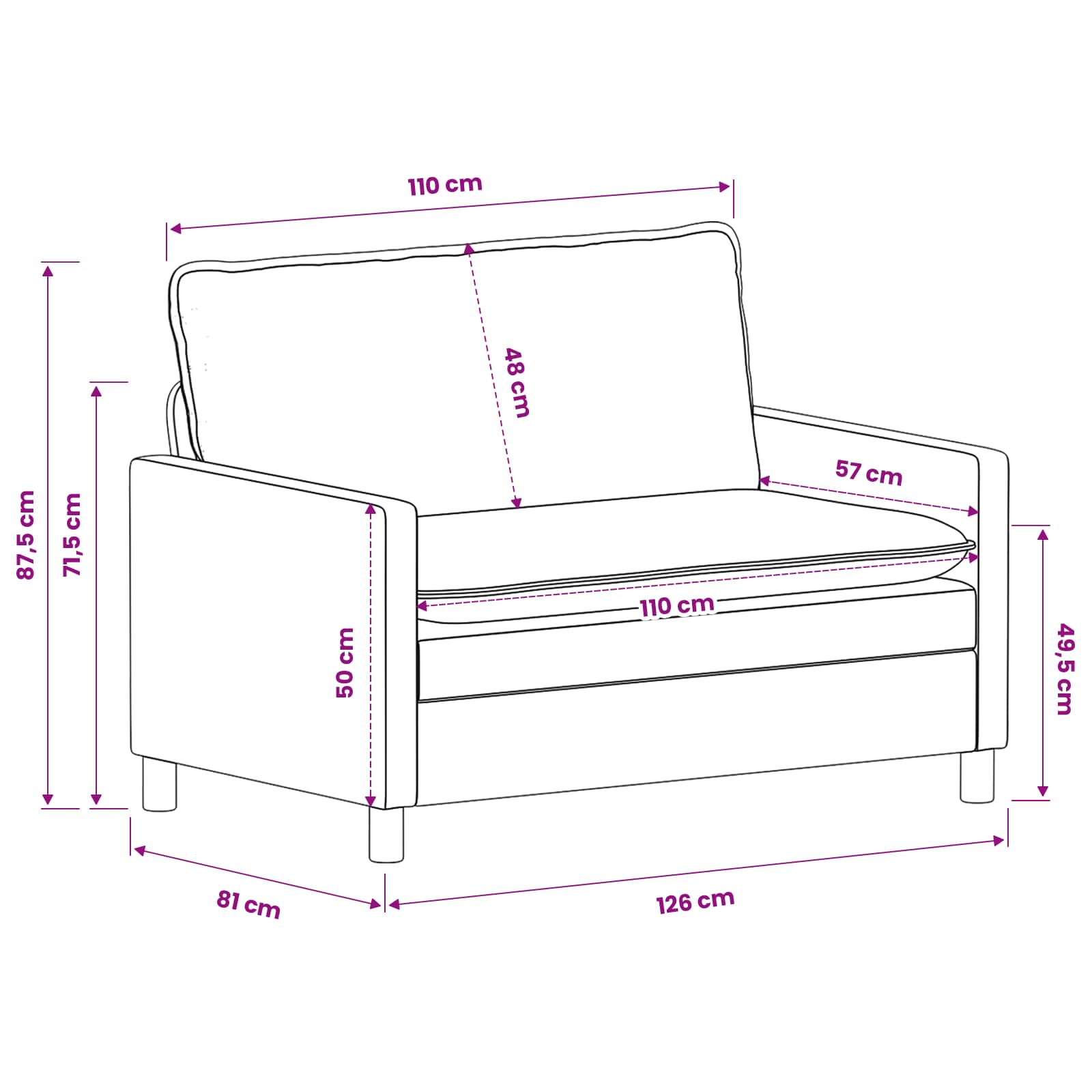 Sofa Set 2 pcs Creme Polyester