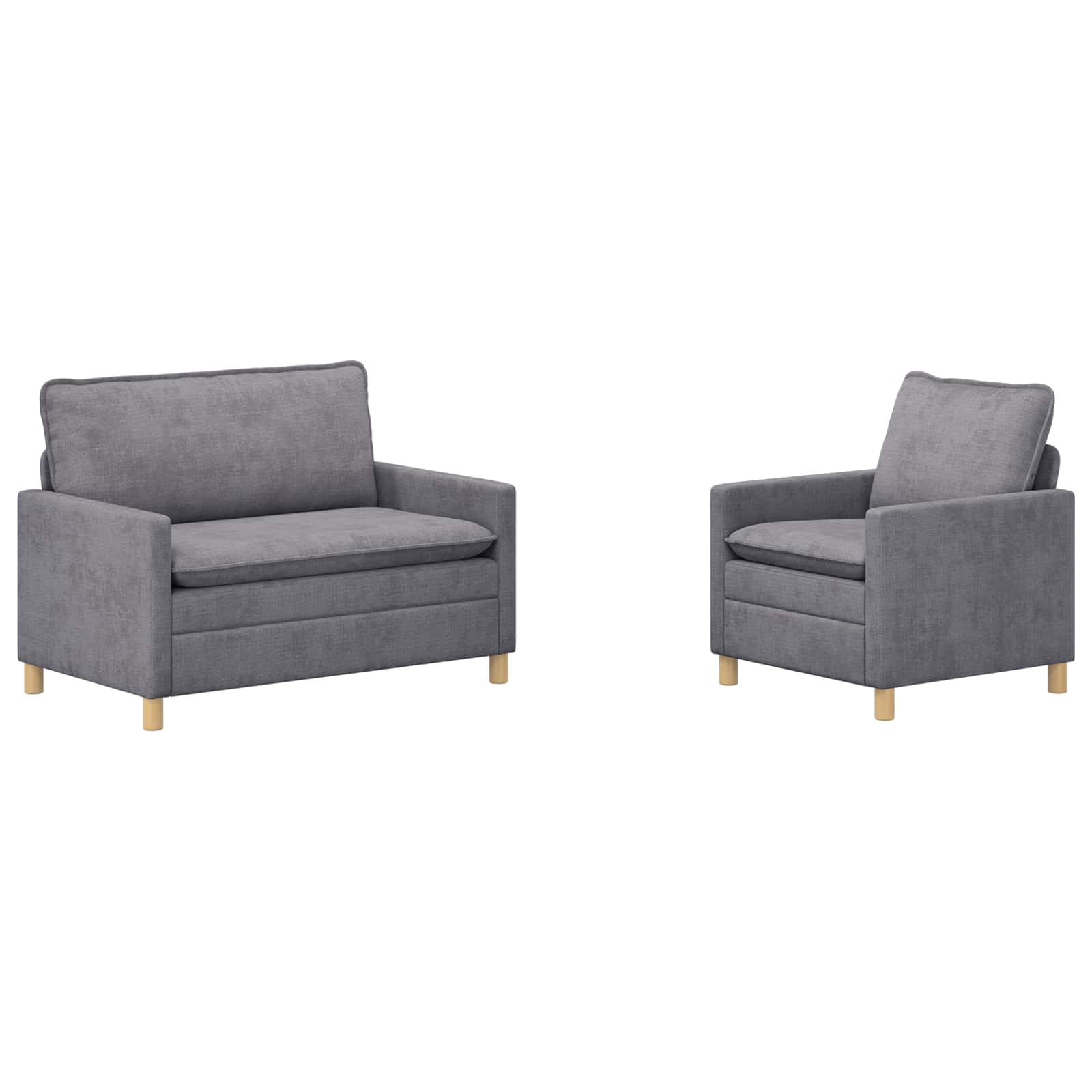 Sofa Set 2 pcs Hellgrau Polyester