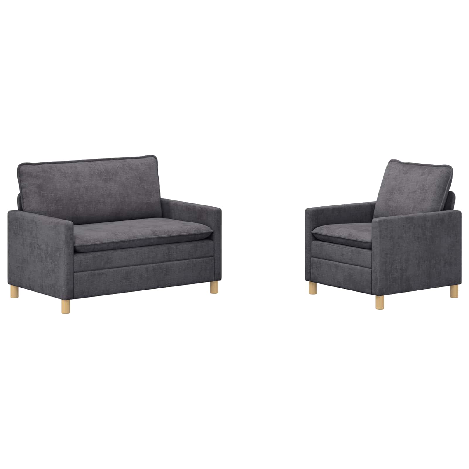 Sofa Set 2 pcs Dunkelgrau Polyester