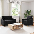 Sofa Set 2 pcs Schwarz Polyester
