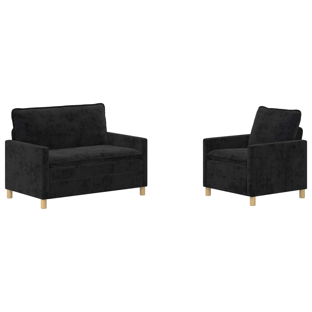 Sofa Set 2 pcs Schwarz Polyester