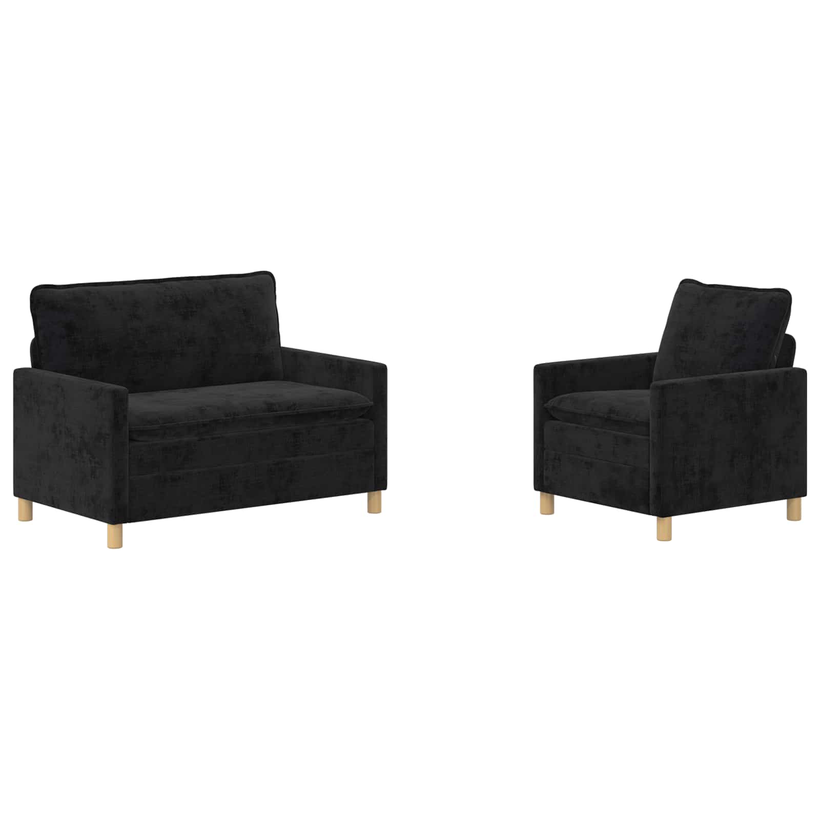 Sofa Set 2 pcs Schwarz Polyester