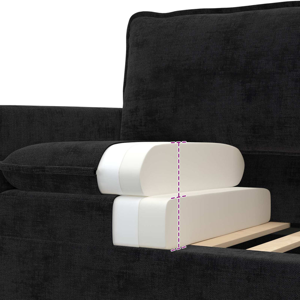 Sofa Set 2 pcs Schwarz Polyester