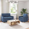 Sofa Set 2 pcs Blau Polyester