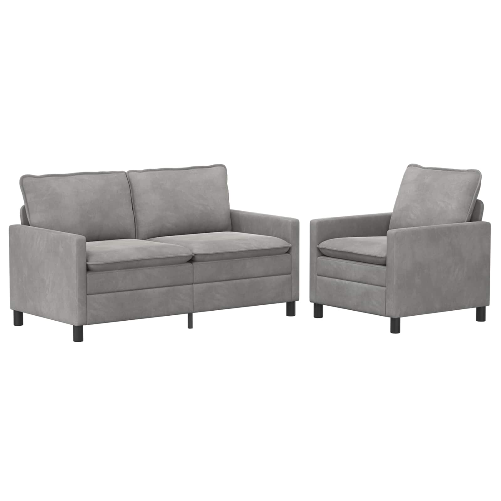 Sofa Set 2 pcs Hellgrau Samt