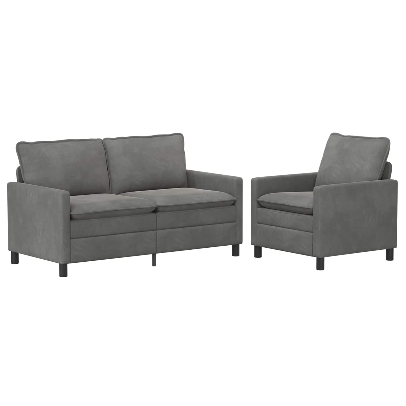 Sofa Set 2 pcs Dunkelgrau Samt