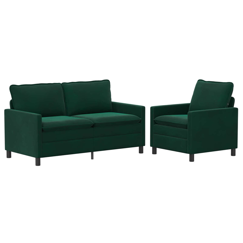 Sofa Set 2 pcs Dunkelgrün Samt