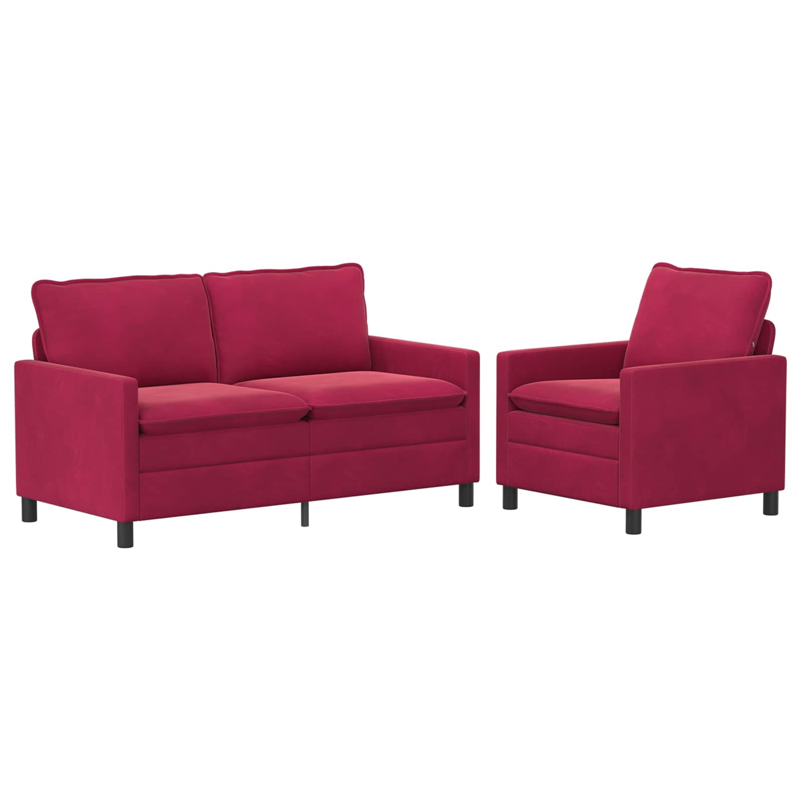 Sofa Set 2 pcs Weinrot Samt