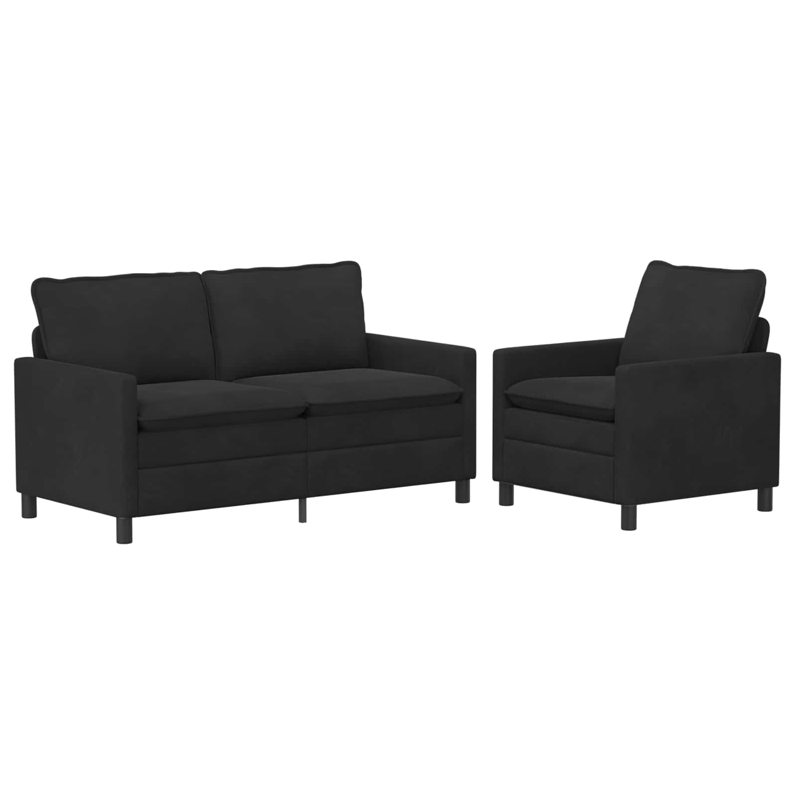 Sofa Set 2 pcs Schwarz Samt