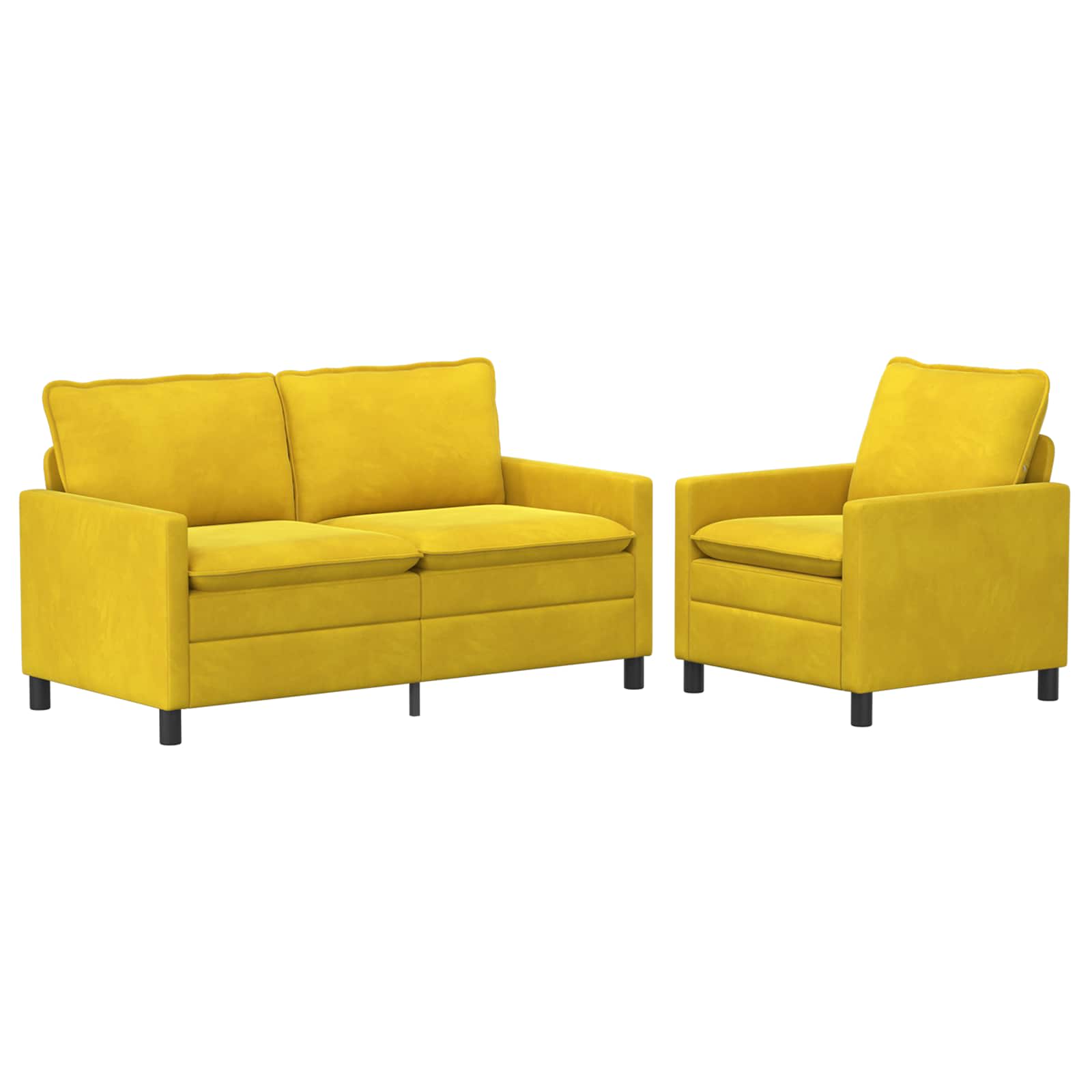 Sofa Set 2 pcs Gelb Samt