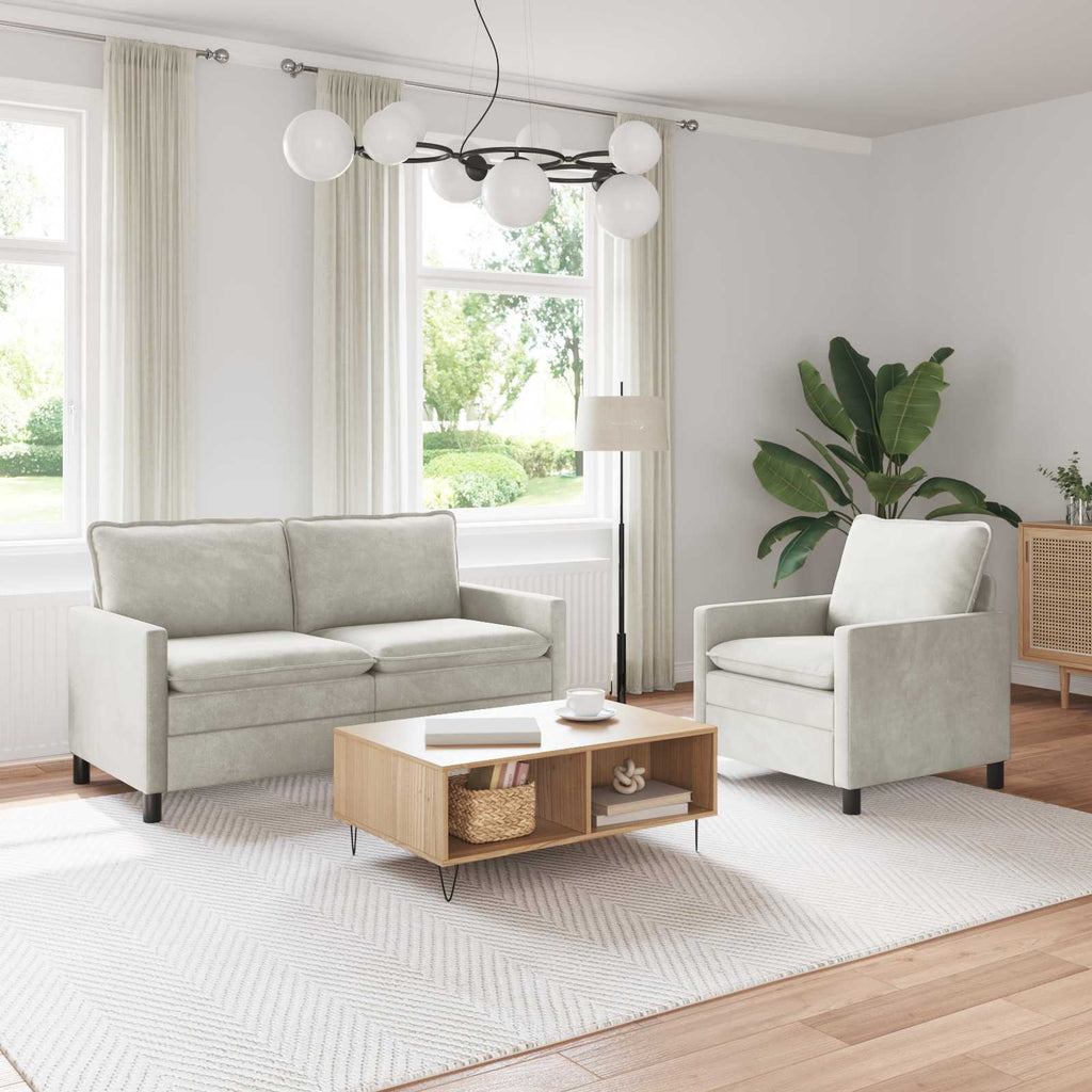 Sofa Set 2 pcs Creme Samt