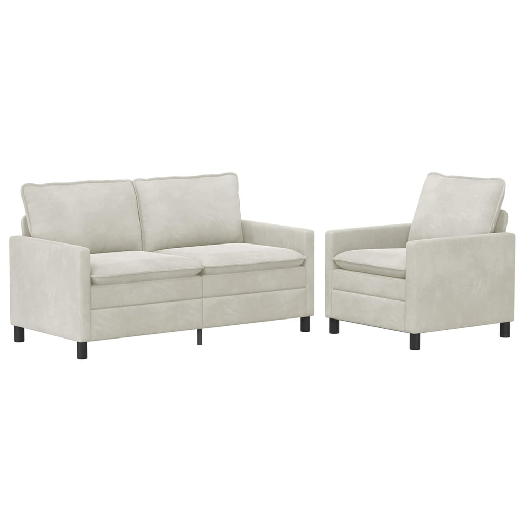 Sofa Set 2 pcs Creme Samt