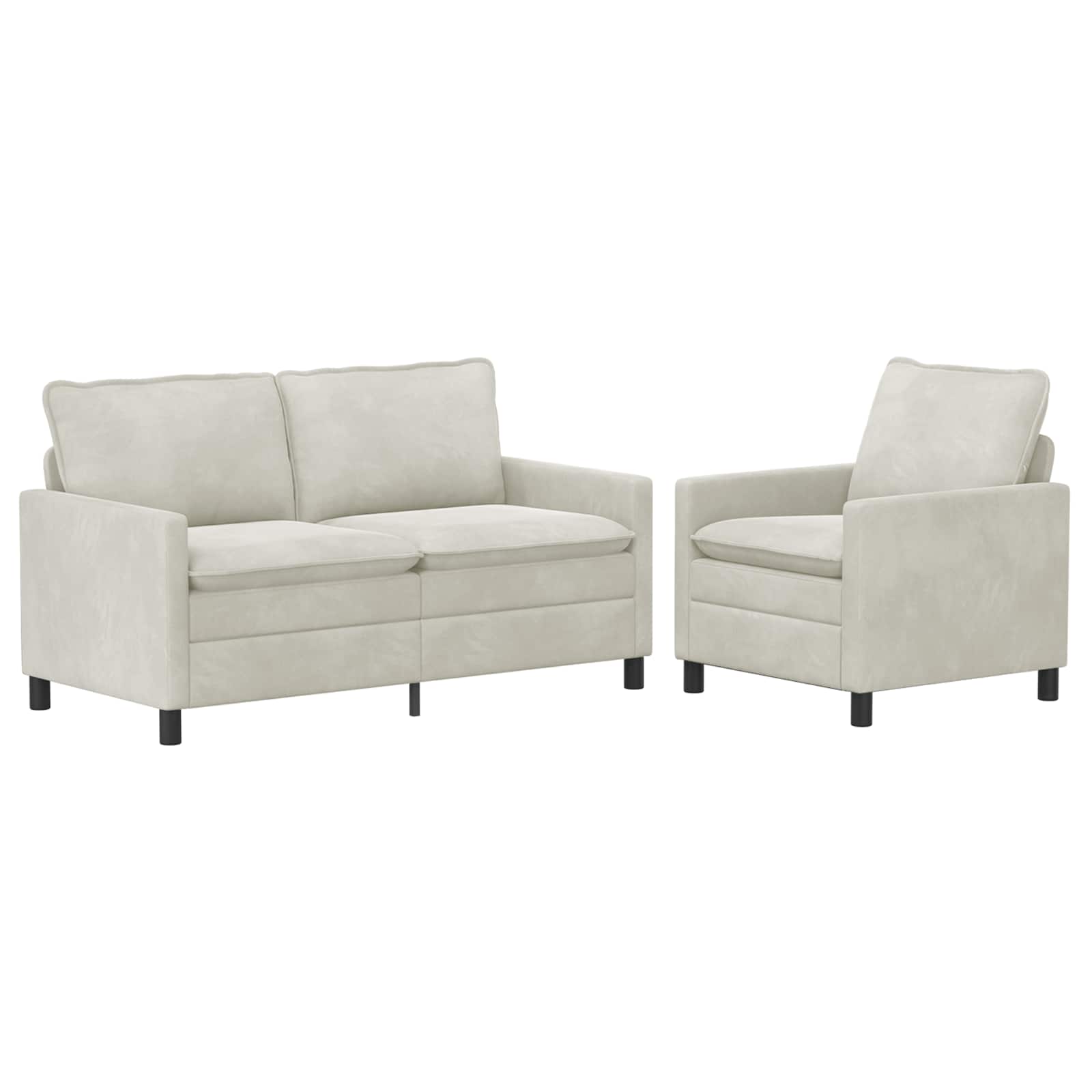 Sofa Set 2 pcs Creme Samt