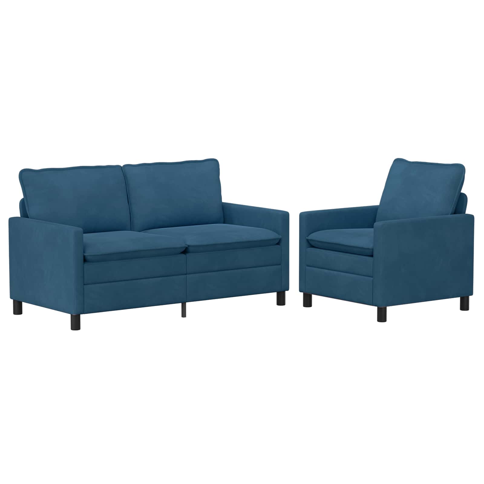 Sofa Set 2 pcs Blau Samt