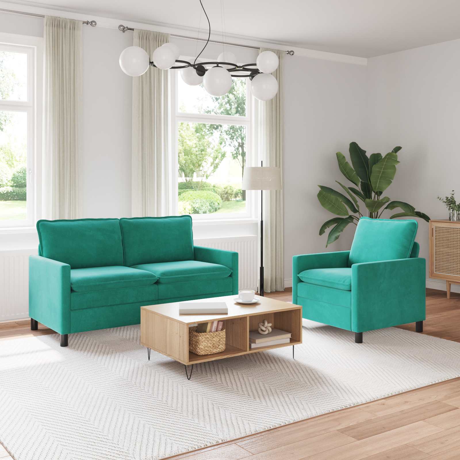 Sofa Set 2 pcs Türkis Samt
