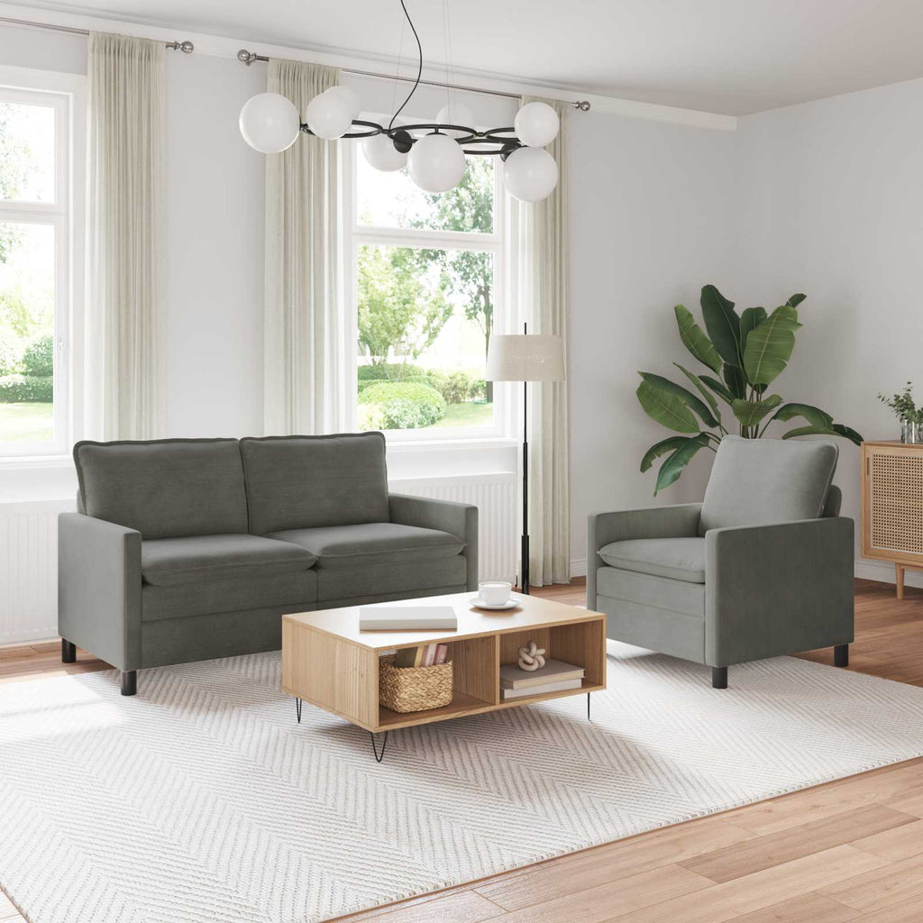 Sofa Set 2 pcs Hellgrau Stoff