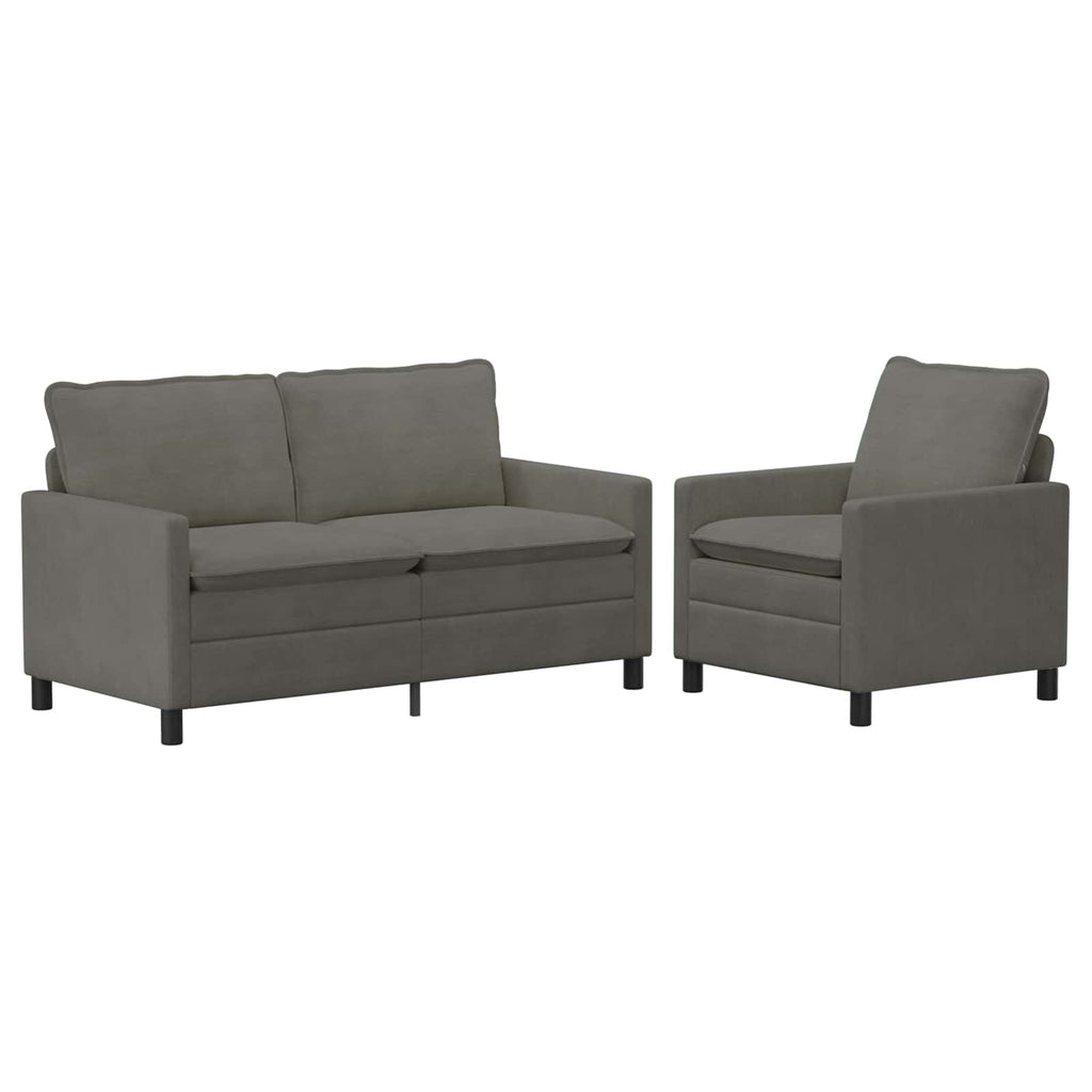 Sofa Set 2 pcs Hellgrau Stoff