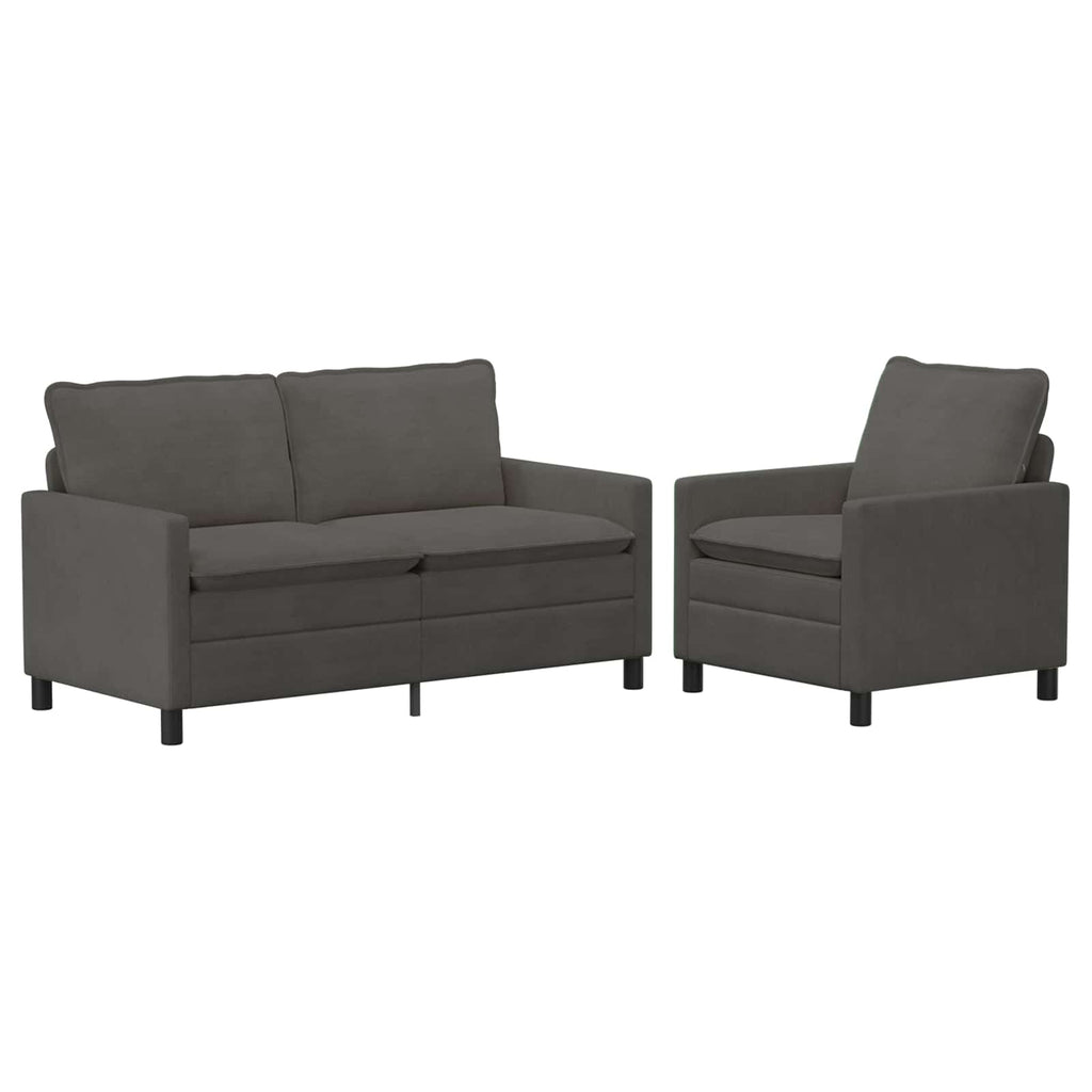 Sofa Set 2 pcs Dunkelgrau Stoff