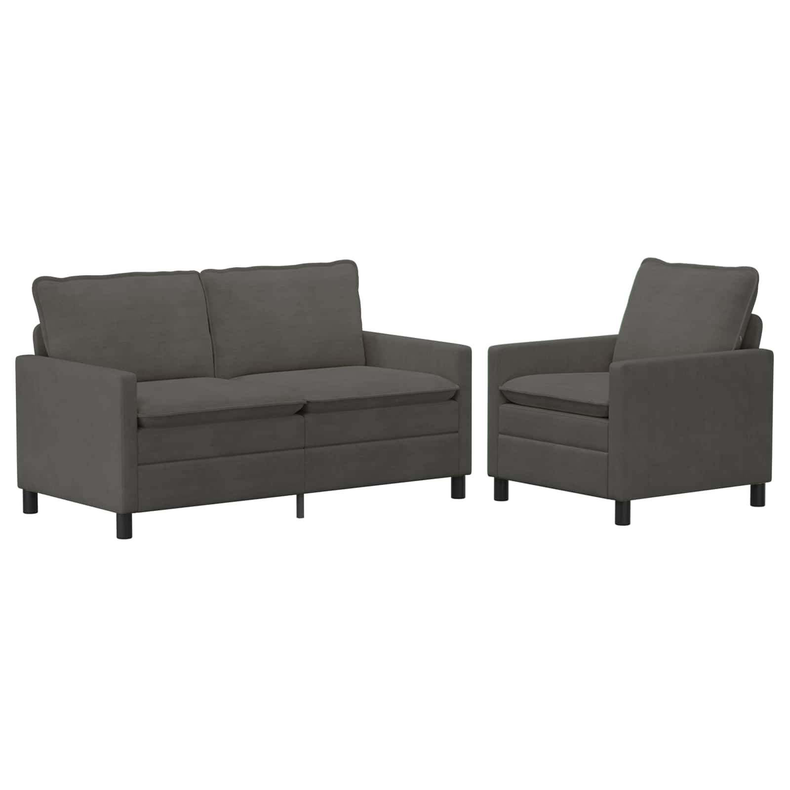 Sofa Set 2 pcs Dunkelgrau Stoff