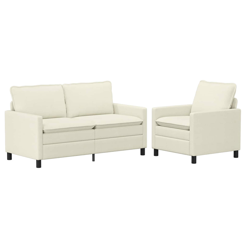 Sofa Set 2 pcs Creme Stoff