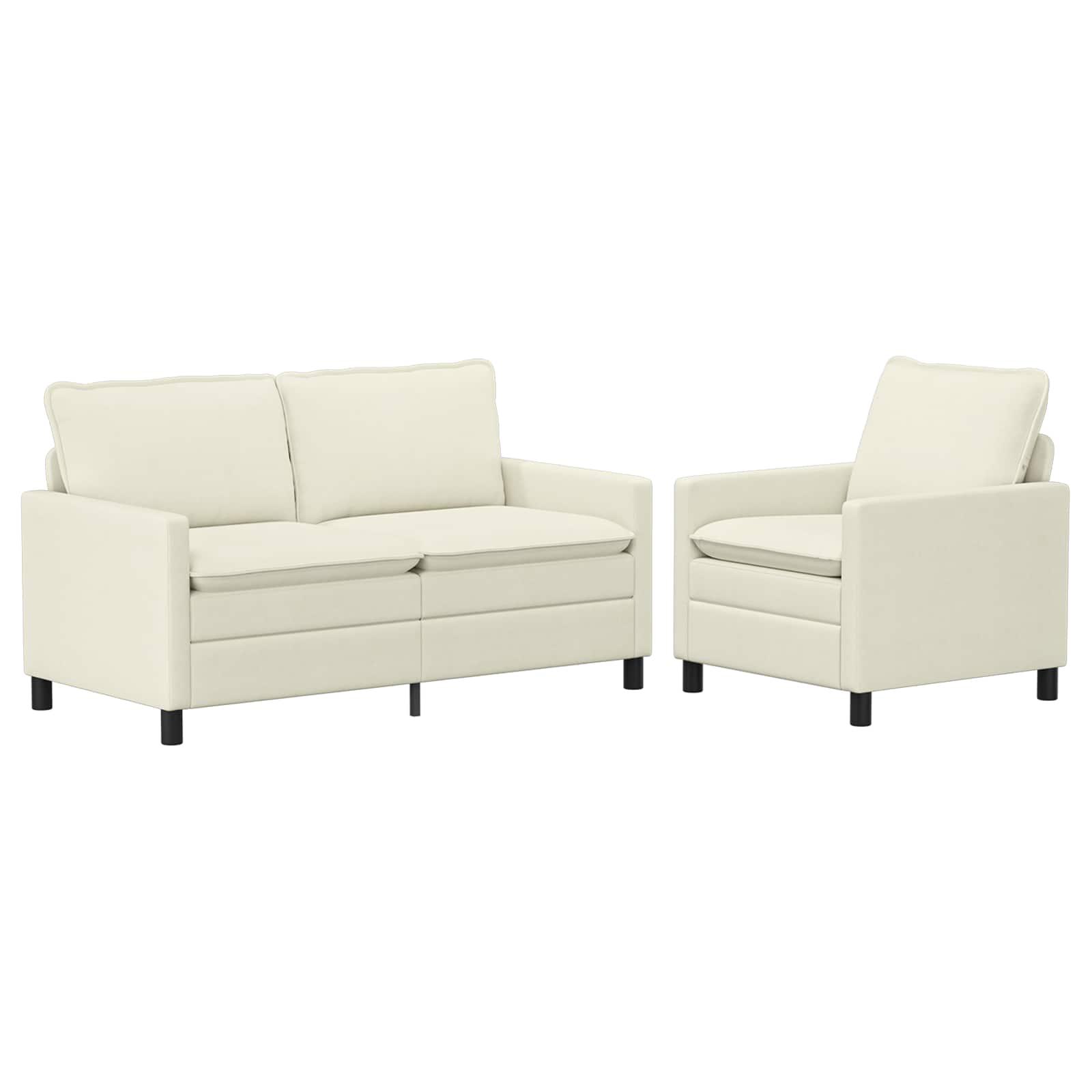 Sofa Set 2 pcs Creme Stoff