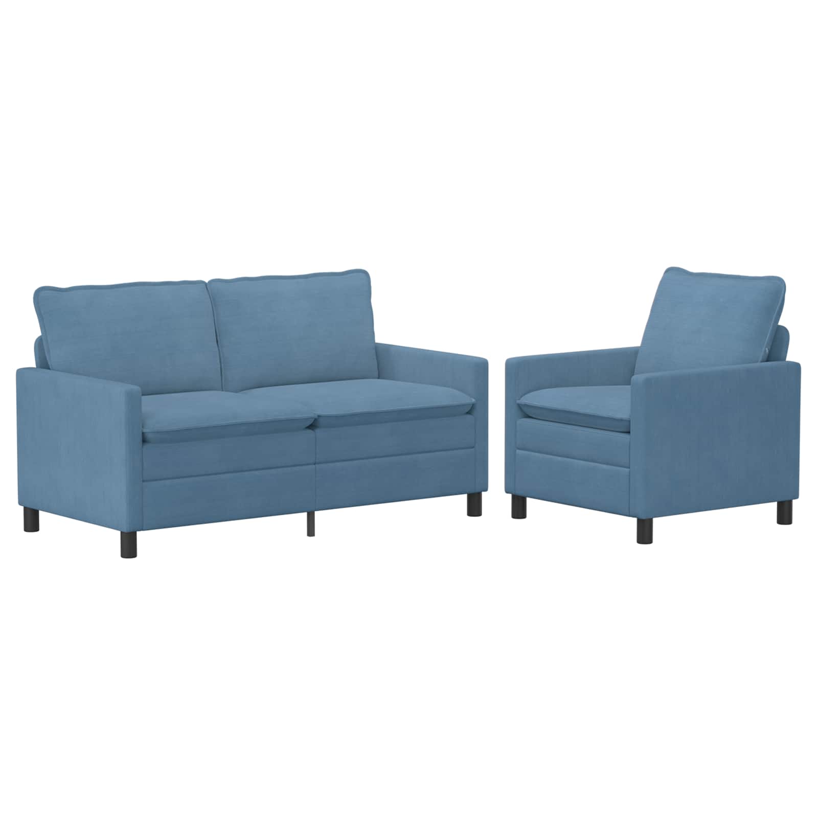 Sofa Set 2 pcs Blau Stoff