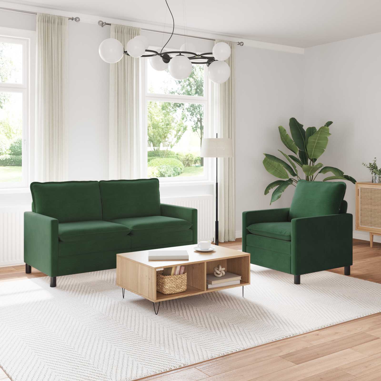 Sofa Set 2 pcs Dschungelgrün Stoff