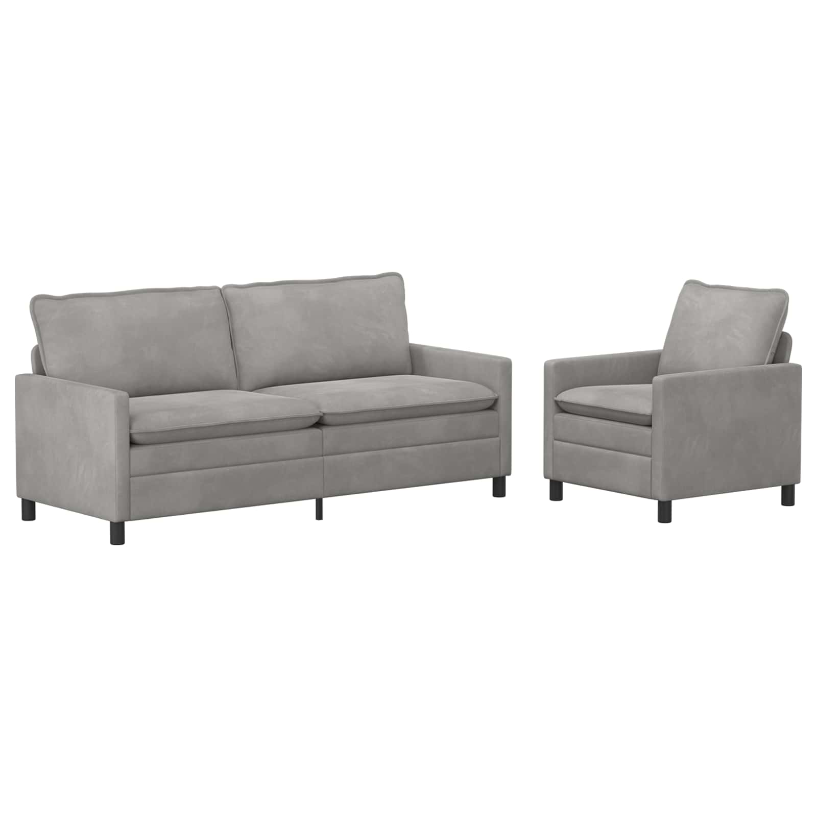 Sofa Set 2 pcs Hellgrau Samt
