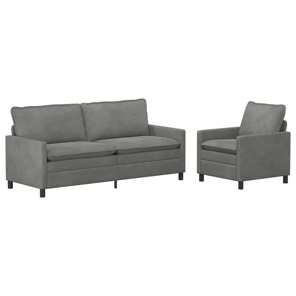 Sofa Set 2 pcs Dunkelgrau Samt