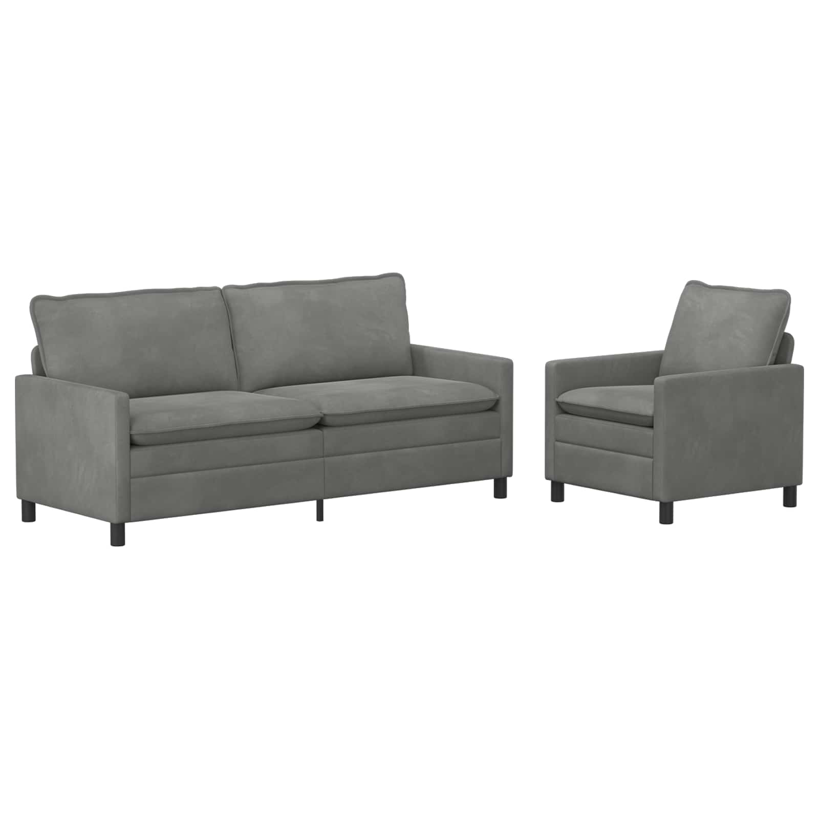 Sofa Set 2 pcs Dunkelgrau Samt