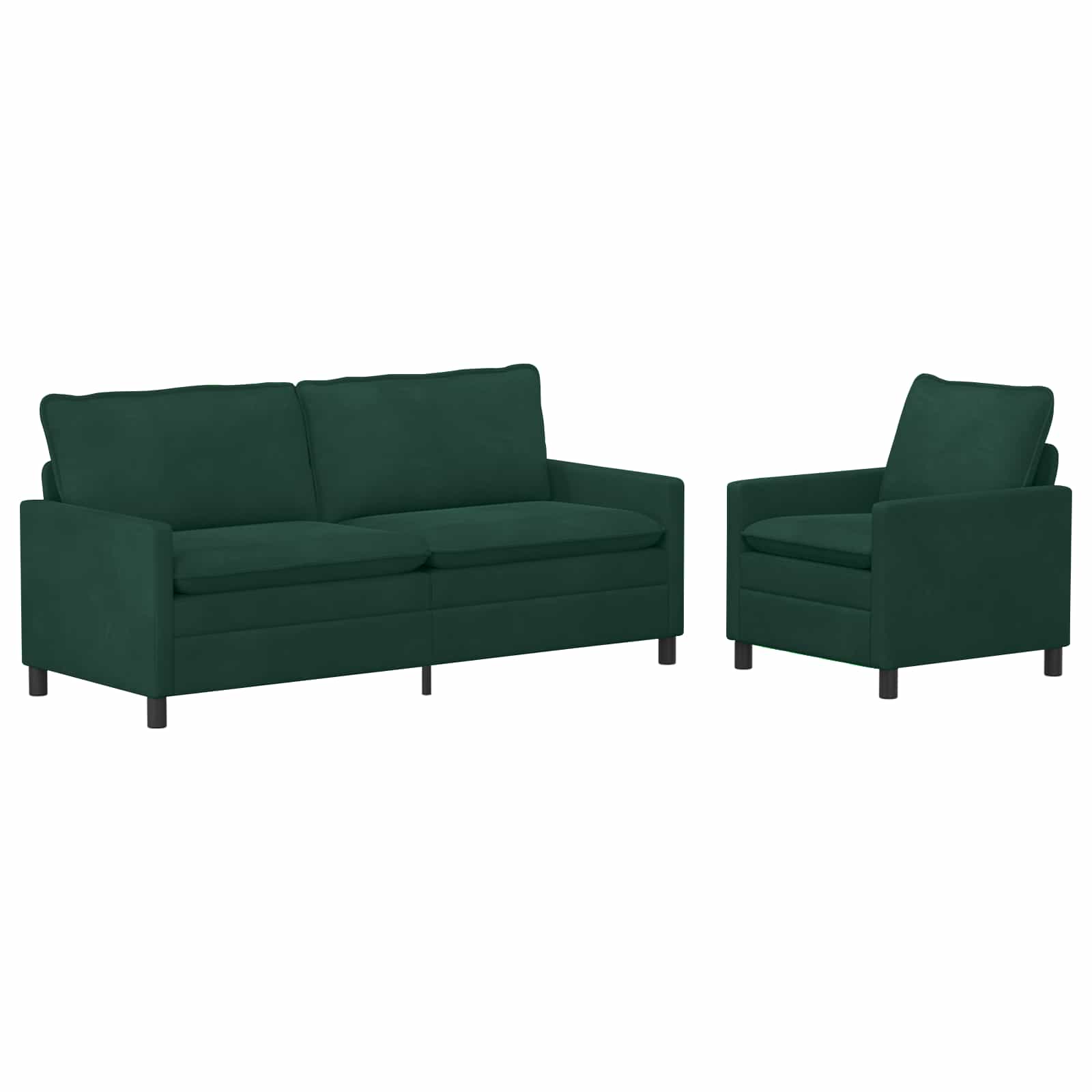 Sofa Set 2 pcs Dunkelgrün Samt