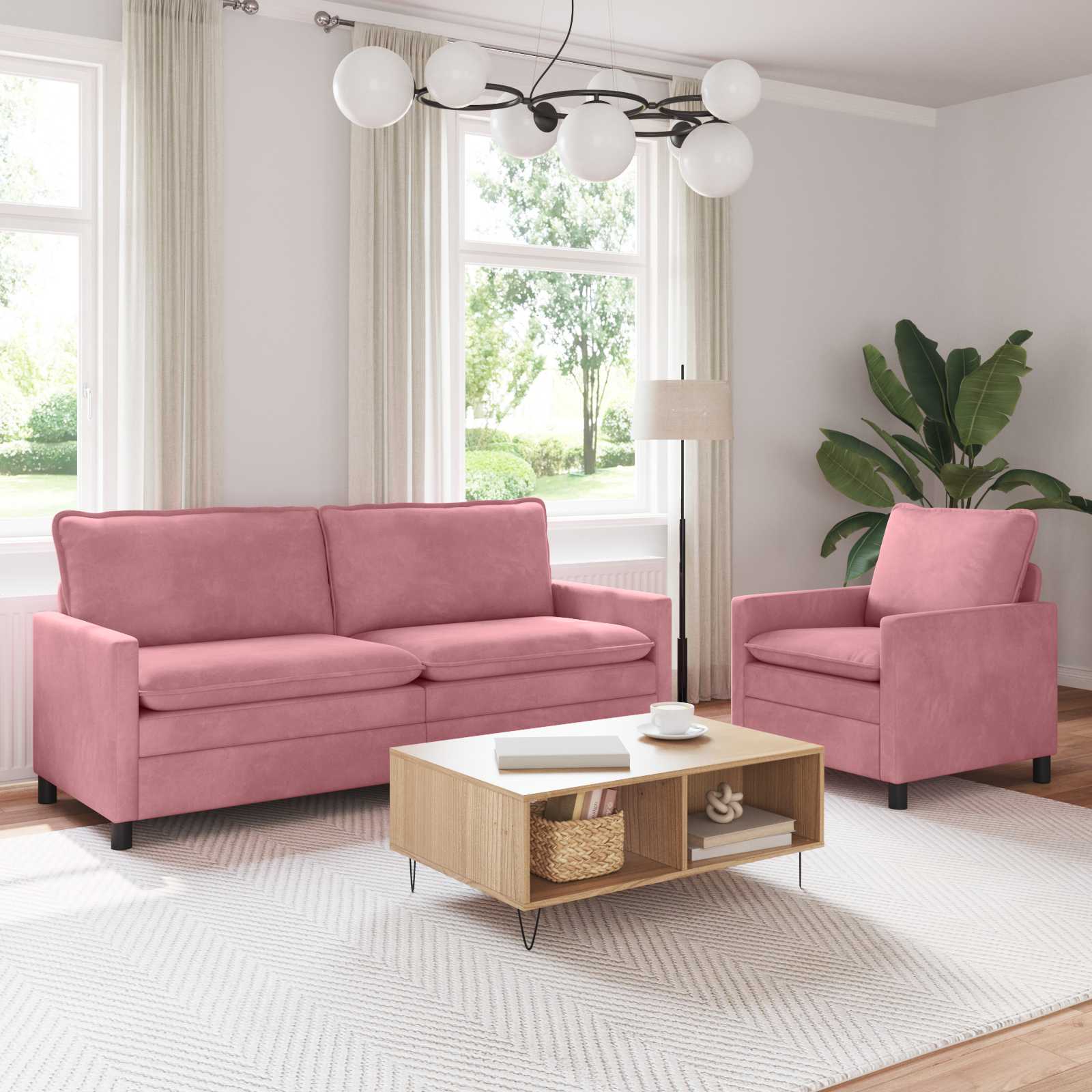 Sofa Set 2 pcs Rosa Samt