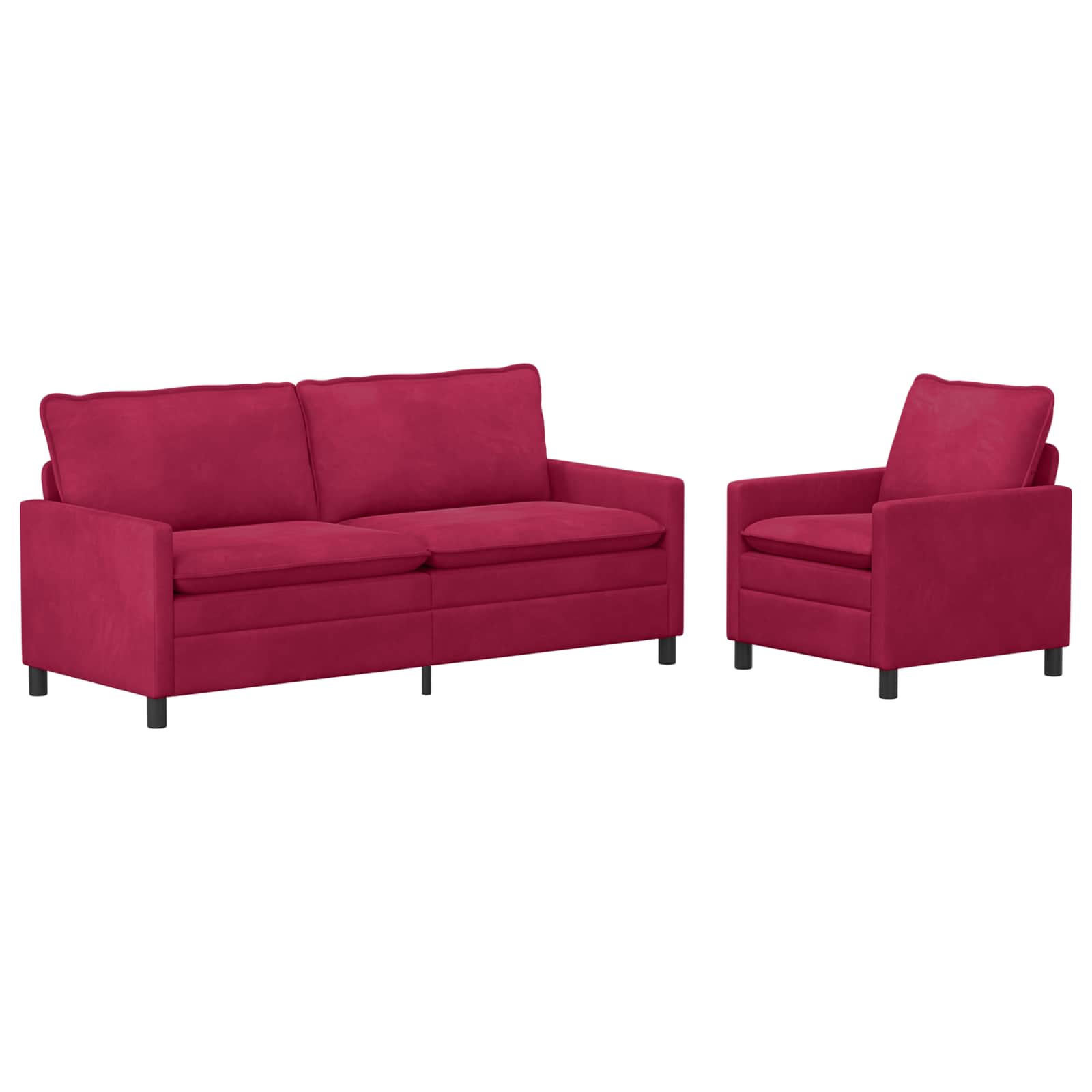 Sofa Set 2 pcs Weinrot Samt