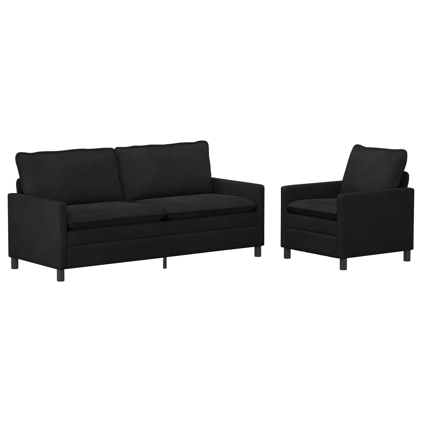 Sofa Set 2 pcs Schwarz Samt