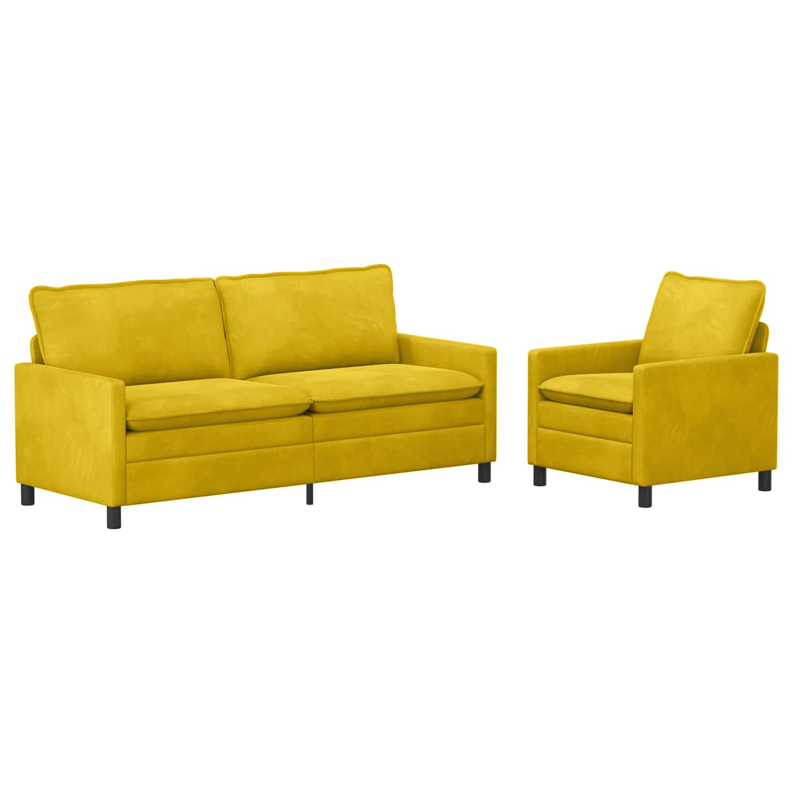 Sofa Set 2 pcs Gelb Samt