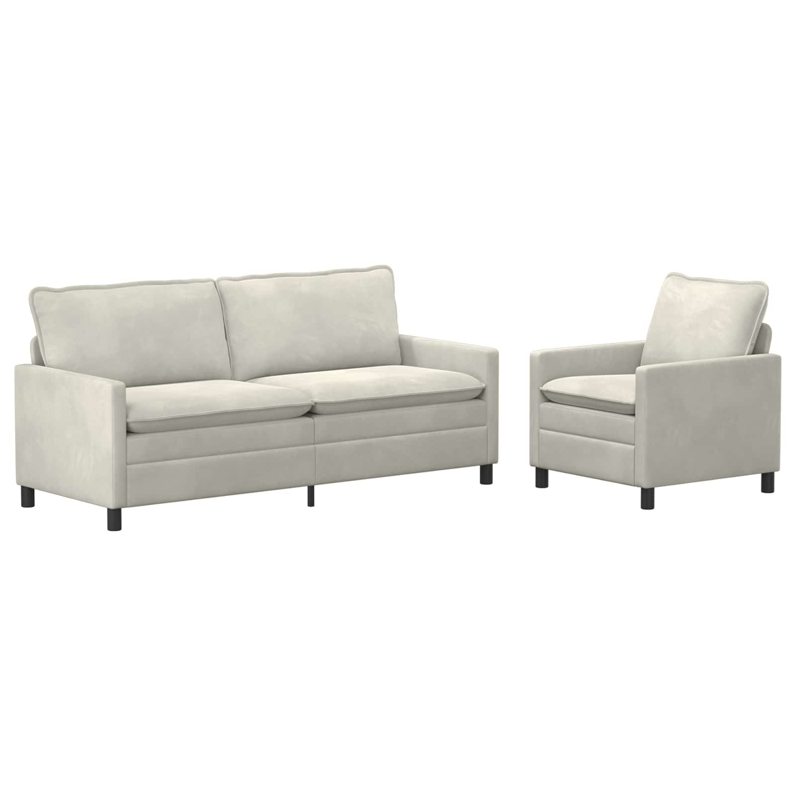 Sofa Set 2 pcs Creme Samt