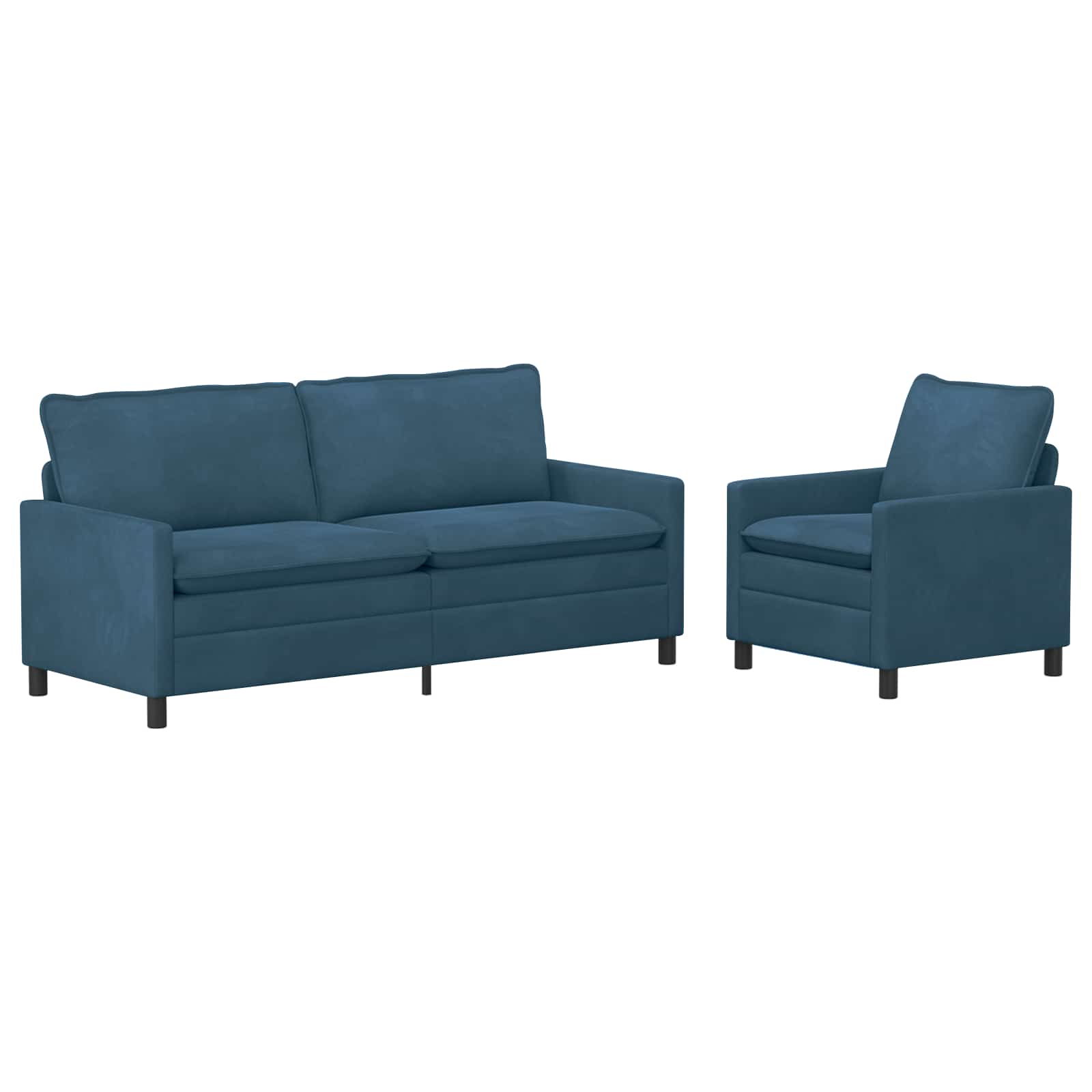 Sofa Set 2 pcs Blau Samt