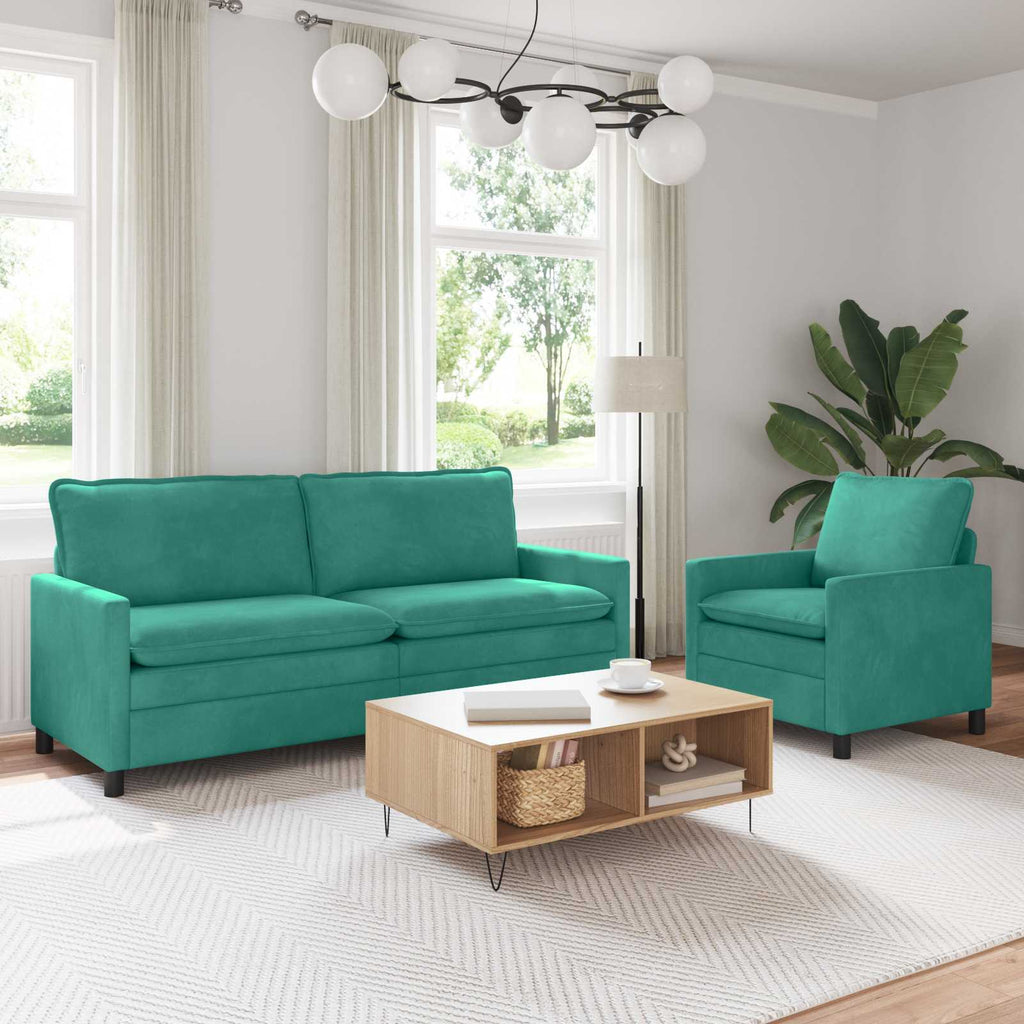 Sofa Set 2 pcs Türkis Samt