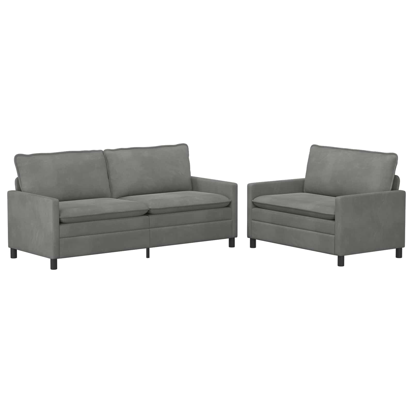Sofa Set 2 pcs Dunkelgrau Samt