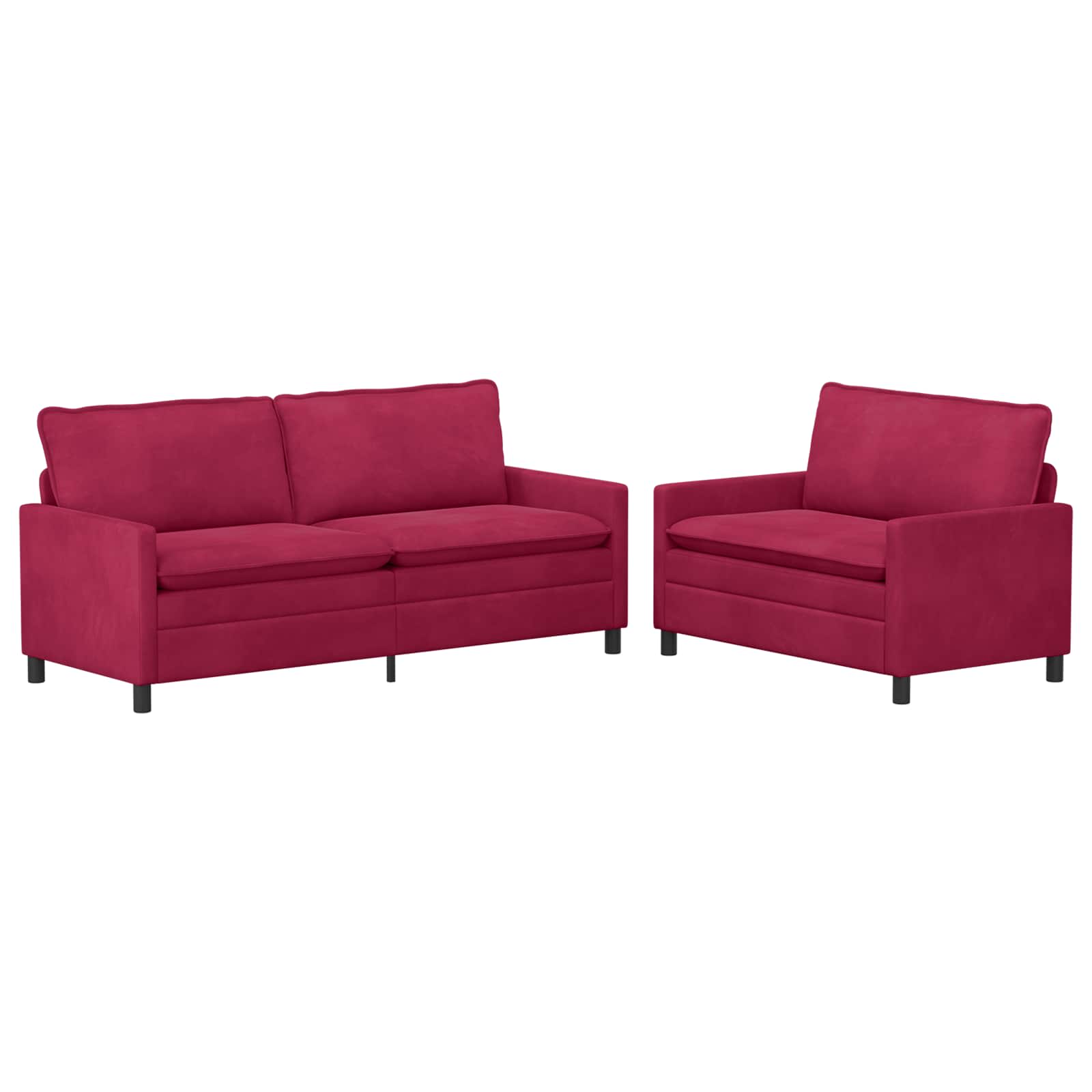 Sofa Set 2 pcs Weinrot Samt