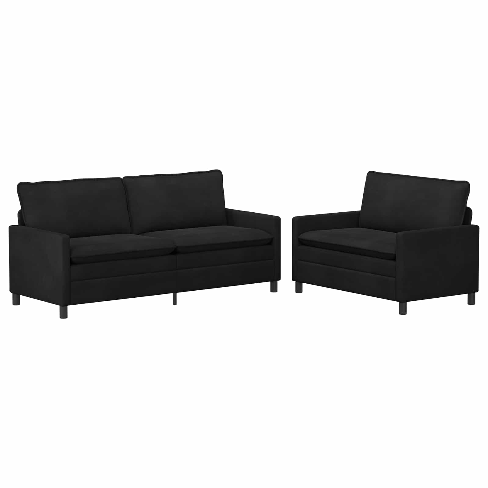 Sofa Set 2 pcs Schwarz Samt